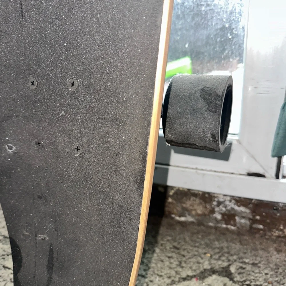 Bamboo Longboard with Blue Leaf Design
